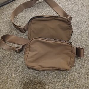 Brown Belt Bag with Adjustable Straps and Durable Fabric
